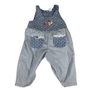 Vintage 90s One Piece Jumper Cotton Overalls "Country Girl" Embroidered 18 M